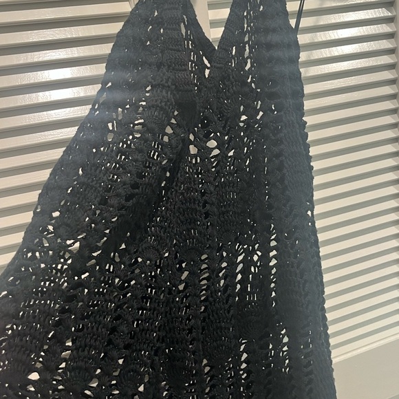 Anthropologie 1X Black Crochet Cover-Up Dress - Picture 3 of 8